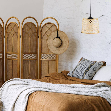 Lampa wisząca BOHO bambusowa walec TH2B 20cm