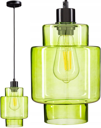 Lampa wisząca szklana zielona nowoczesna EP017