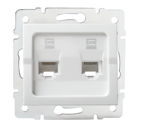 Gniazdo podtynkowe komputerowe podwójne 2x RJ45 Cat 6 Jack LOGI biały