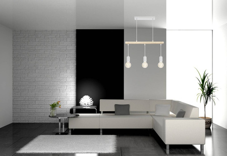 Lampa wisząca biała + drewno 3xE27 IZZY 33-78070