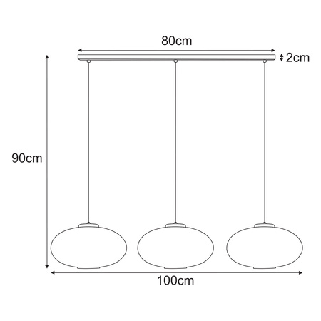 Lampa wisząca z ryflowanymi kloszami, 3 zwisy K-5678 z serii ARCO