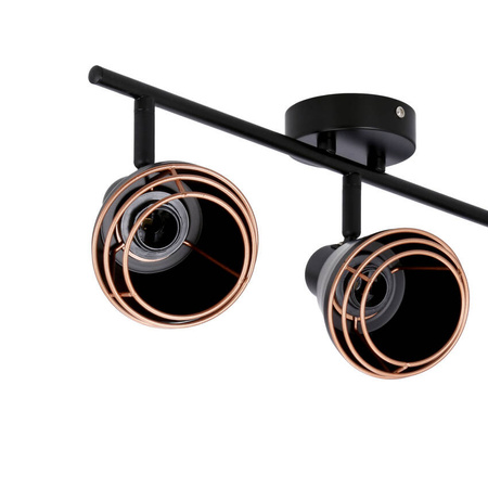 Lampa ścienna/sufitowa czarna klosz miedziany 3xE14 40W Neria 