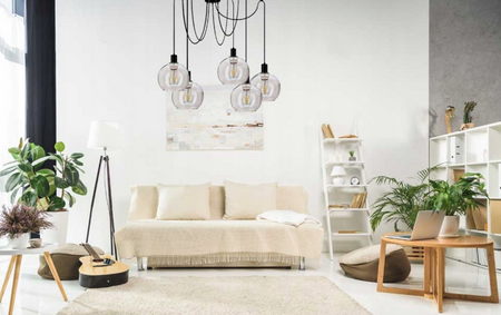 Lampa wisząca szklany pająk 5xE27 przezroczyste kule