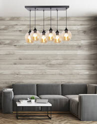 Lampa wisząca szklana czarno/brązowa 6xE27 Aspa 36-00620