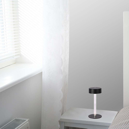 Lampka Biurkowa Nocna V-TAC 3W LED 23cm Ładowanie USB CCT Ściemnianie Czarna V