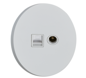 Gniazdo TV/RJ45 podtynkowe okrągłe metalowe TOGGLICA ROUND  biały mat