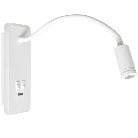 Lampka nocna Kinkiet LED Z USB BASE 8W+2W white biały