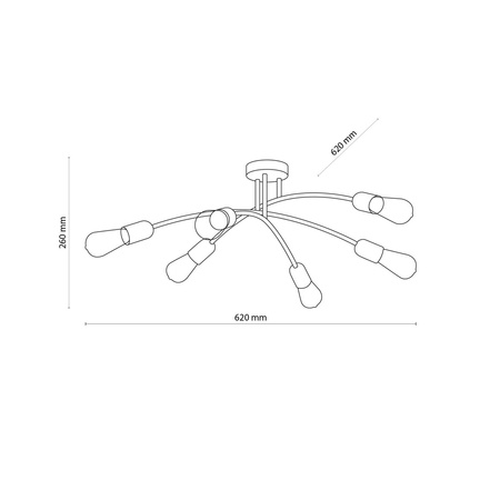 Lampa sufitowa HELIX BLACK 6xE27