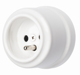 Gniazdo ceramiczne natynkowe z uziemieniem białe