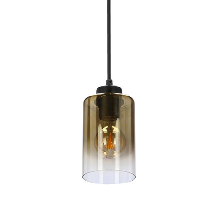 Aspra lampa wisząca czarny 1x60w e27 klosz bursztynowy