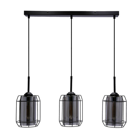 Lampa wisząca Jonera czarna 3xE27 klosz dymiony 33-08435