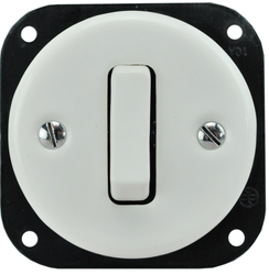 Włącznik ceramiczny pojedynczy schodowy podtynkowy biały Retro bez ramki