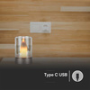 Lampka Nocna Światło Świecy V-TAC 3W LED Ładowanie USB Ściemnianie Złota 