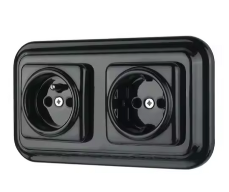 Ramka ceramiczna podwójna czarna podtynkowa Kwadrat