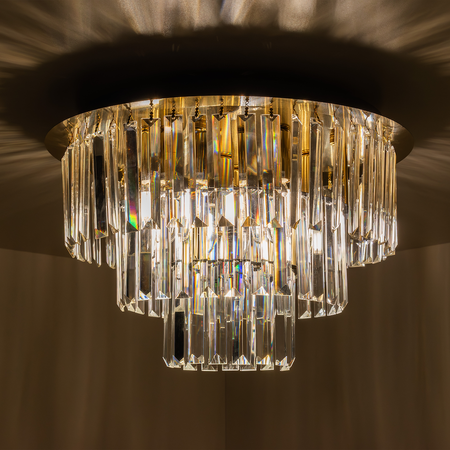 Lampa sufitowa MILANO fi 45cm złota kryształowa 6xE14