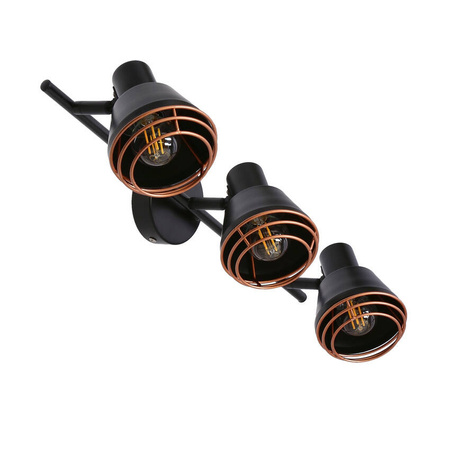 Lampa ścienna/sufitowa czarna klosz miedziany 3xE14 40W Neria 