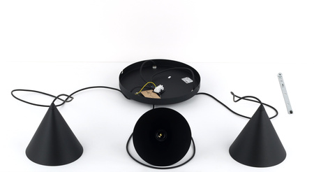 Lampa wisząca CONO Black 3xE27 koło S