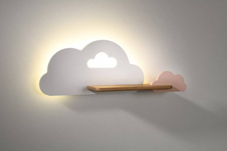 Kinkiet LED 5W dla dziecka biało-różowa chmurka z półką Cloud 21-76717