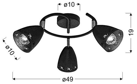 Lampa spirala sufitowa COTY 3x40W E14 czarna
