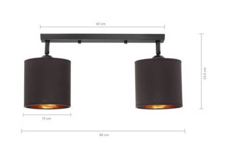 Lampa sufitowa reflektor 2xE27 listwa szaro złota 40cm