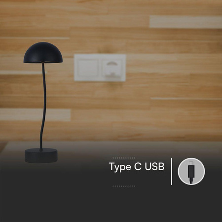 Lampka Biurkowa Nocna V-TAC 3W LED Ładowanie Ściemnianie Czarna 