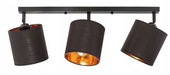 Lampa sufitowa reflektor 3xE27 listwa czarno złota 60cm