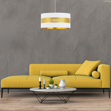 Lampa wisząca z abażurem ażurowa ORO Deluxe biało złota 40cm