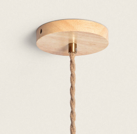 Lampa Wisząca Drewno i Materiał Luanda czarna 47cm