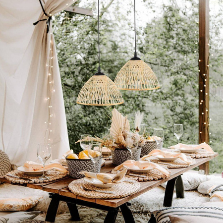 Lampa wisząca BOHO bambusowa 28cm TH1B czarna