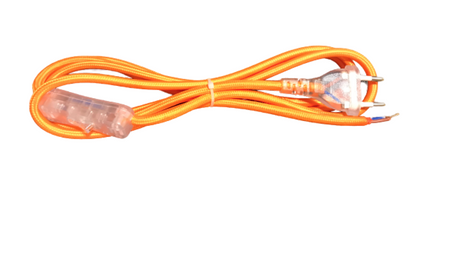 Przewód w oplocie kabel z wtyczką 2m pomarańczowy włoski