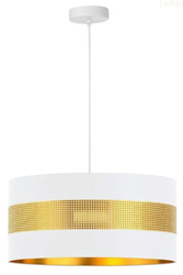 Lampa wisząca z abażurem ażurowa ORO Deluxe biało złota 40cm