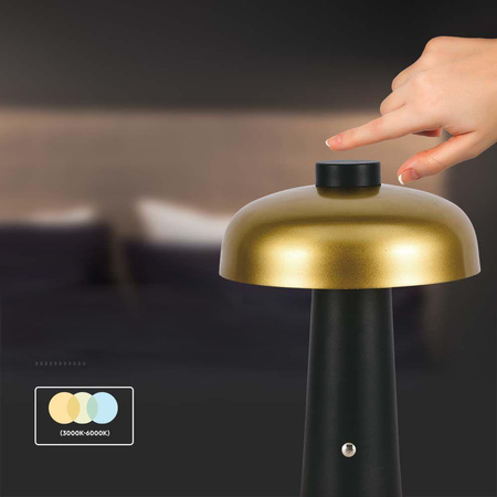 Lampka Biurkowa Nocna V-TAC 3W LED 24cm Ładowanie USB Ściemnianie Złota 