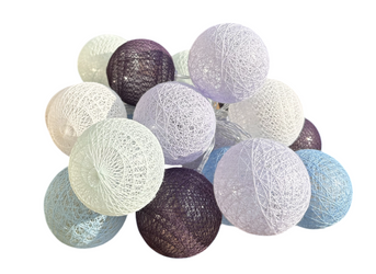 Lampki dekoracyjne COTTON BALLS 20xLED kule fioletowe na baterie 3xAA
