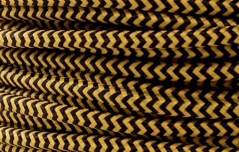 Dekoracyjny kabel w oplocie poliestrowym czarno - żółty dwużyłowy