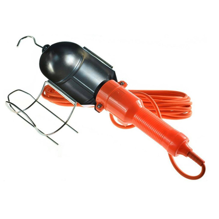 Lampa warsztatowa E27x1 z kablem 5m hak włącznik 