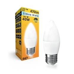 Żarówka LED E27 7W ŚWIECZKA 470lm zimna 6000K INQ