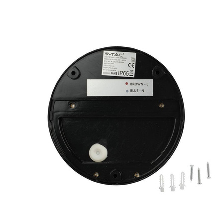 Oprawa Ścienna Elewacyjna 3W LED V-TAC Czarna Okrągła 230V IP65 VT-1182-B 4000K 210lm