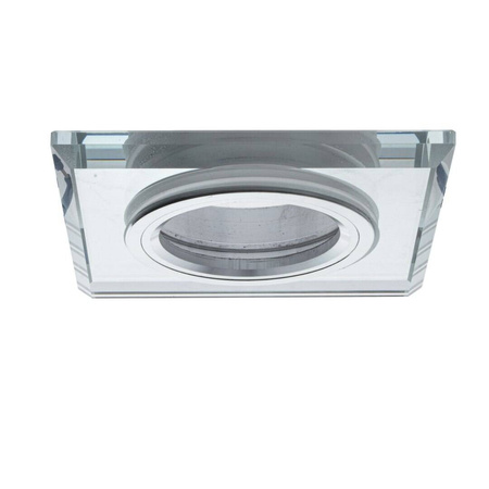 Oczko sufitowe szklane KWADRATOWE. Kolor: SREBRNY