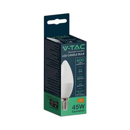 Żarówka LED V-TAC SAMSUNG CHIP 6,5W E14 Świeczka VT-268 3000K 600lm
