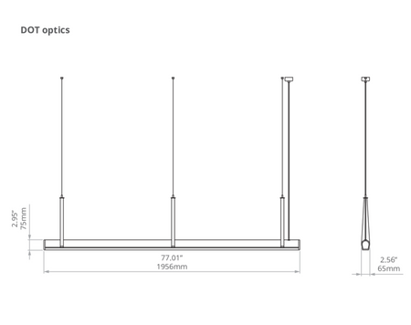 Kluś Lampa wisząca LED Tulip TU BEAM ZW L=1956mm, DOT, 25W, 3000K, DALI, NATURAL