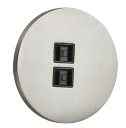 Gniazdo 2xRj45 podtynkowe okrągłe metalowe TOGGLICA ROUND nikiel szczotkowany