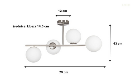 Lampa sufitowa Milano srebrna 4xE14 mleczne kule
