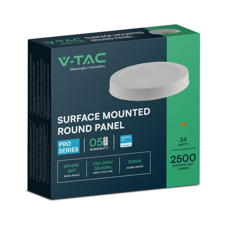 Panel Natynkowy V-TAC 24W LED SAMSUNG CHIP Okrągły 288x31mm VT-60024RD-S 3000K 2500lm