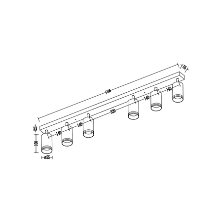 Oprawa Pipe Ring Spot Czarny 6xGU10