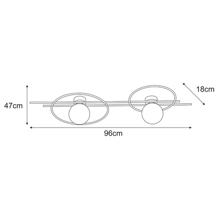 Lampa ścienna, kinkiet z dwoma źródłami światła K-5342 z serii ASTRA