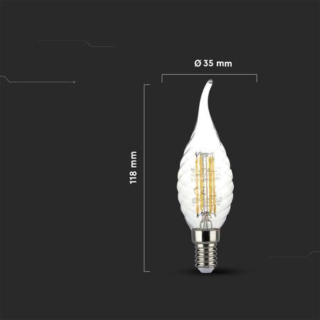 Żarówka LED V-TAC 4W Filament E14 Twist Świeczka Płomyk VT-1995 3000K 400lm