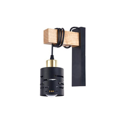 Kinkiet LED Elen 1xE27 wiszący czarny + drewno