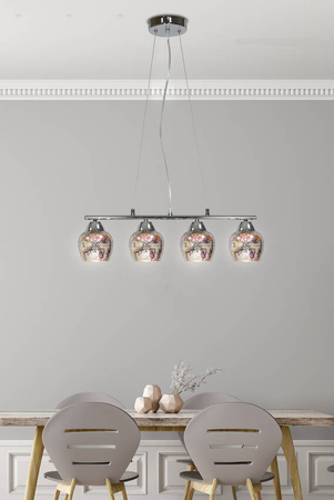 Lampa wisząca regulowana chrom 4xE27