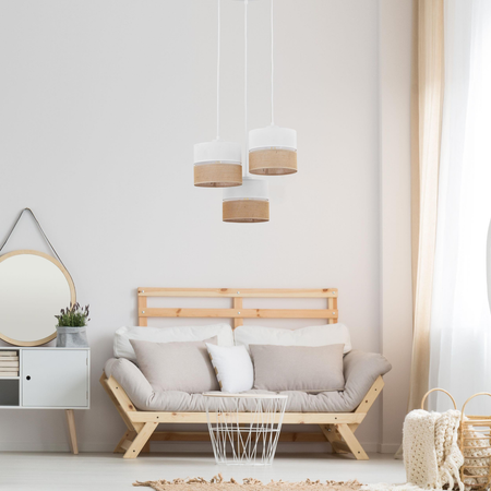 Nowoczesna lampa wisząca Linobianco juta biała 3xE27