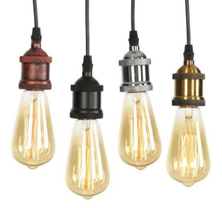 Metalowa oprawka dekoracyjna Loft dla żarówki E27 czarny mat